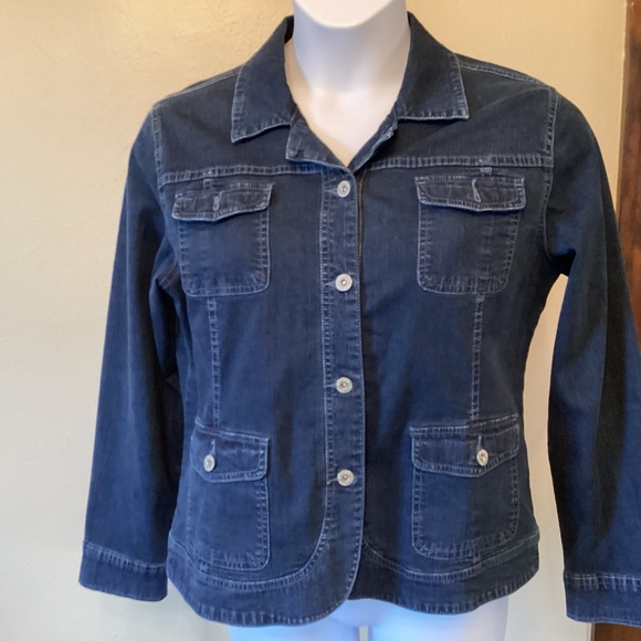 Chico’s Platinum Dark Blue Denim Jacket Size 2 - Picture 2 of 9